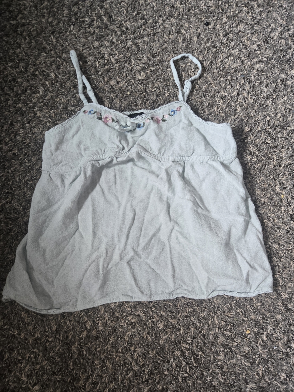 art class Light Blue Floral Trim Spaghetti Strap Camisole